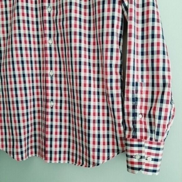 LINEA IN | Italy Button Down Dress Shirt Plaid 2-Ply Mens Sz 36/16 - Picture 6 of 11